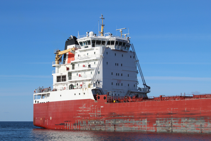CSL Welland, stern detail, arriving at Two Harbors, Minnesota, April 10, 2020. Photo by Daniel Lindner